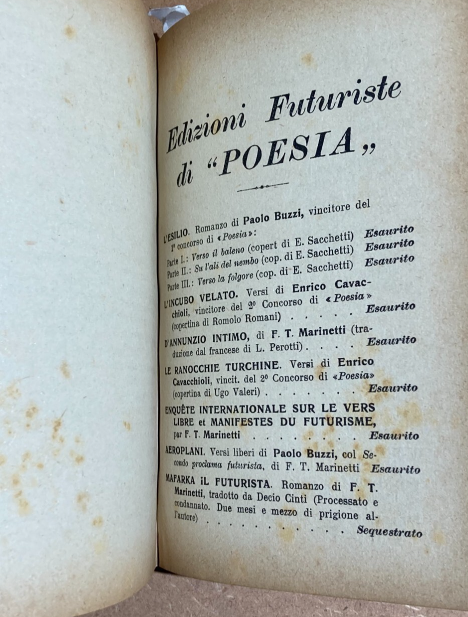 Settimelli   Marinetti: L'Uomo E L'Artista. Edizioni Futuriste Di Poesia, 1921