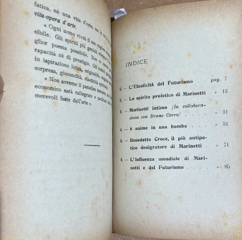 Settimelli - Marinetti: The Man and the Artist. Futurist Poetry Editions, 1921