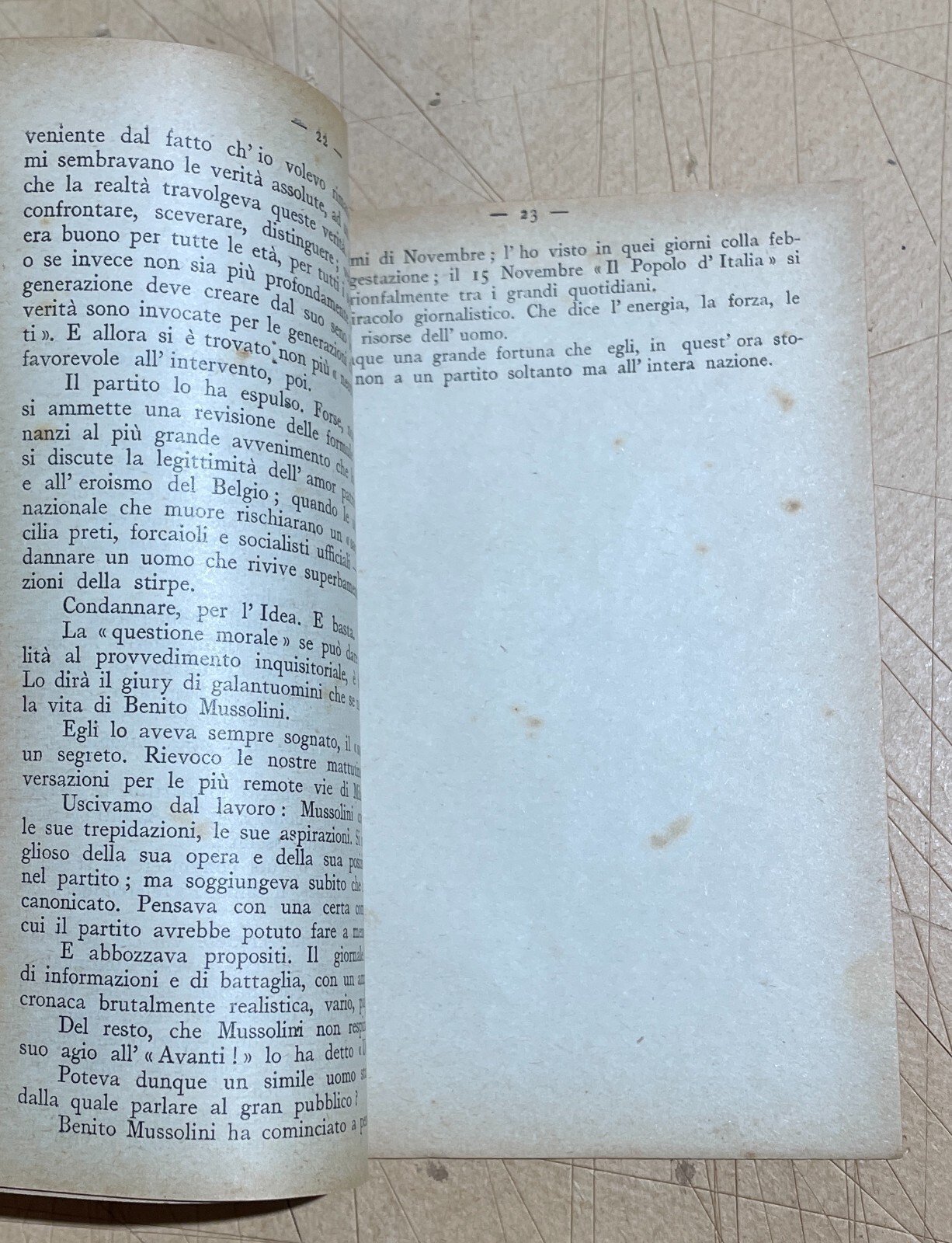 Fascismo: Benito Mussolini, Antico Profilo Biografico Di Torquato Nanni, 1915