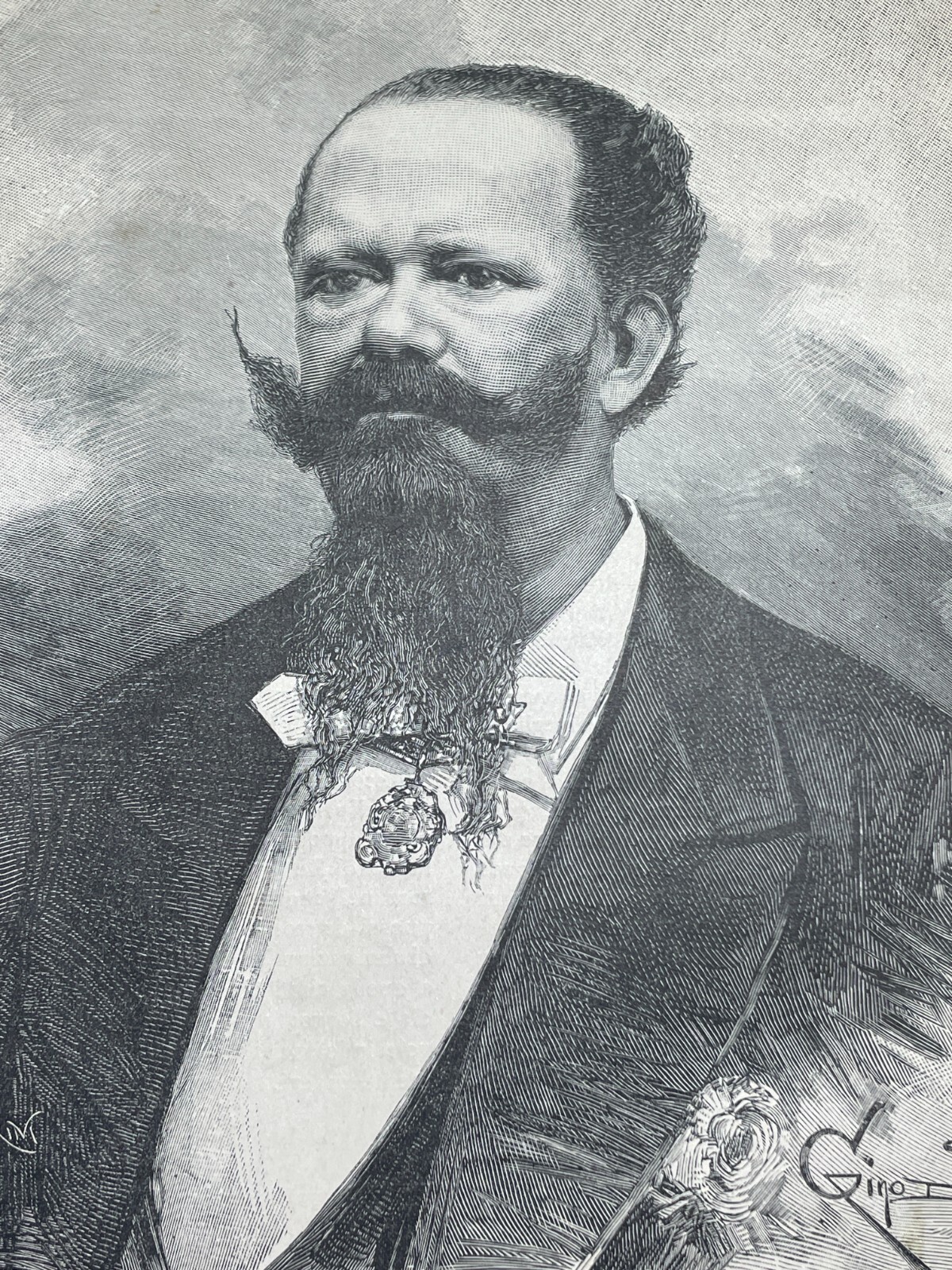 Araldica Savoia: Re Vittorio Emanuele, Antico Ritratto   Stampa Artistica Bini, Roma