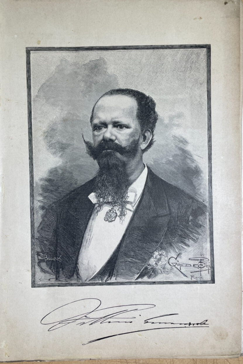 Araldica Savoia: Re Vittorio Emanuele, Antico Ritratto   Stampa Artistica Bini, Roma