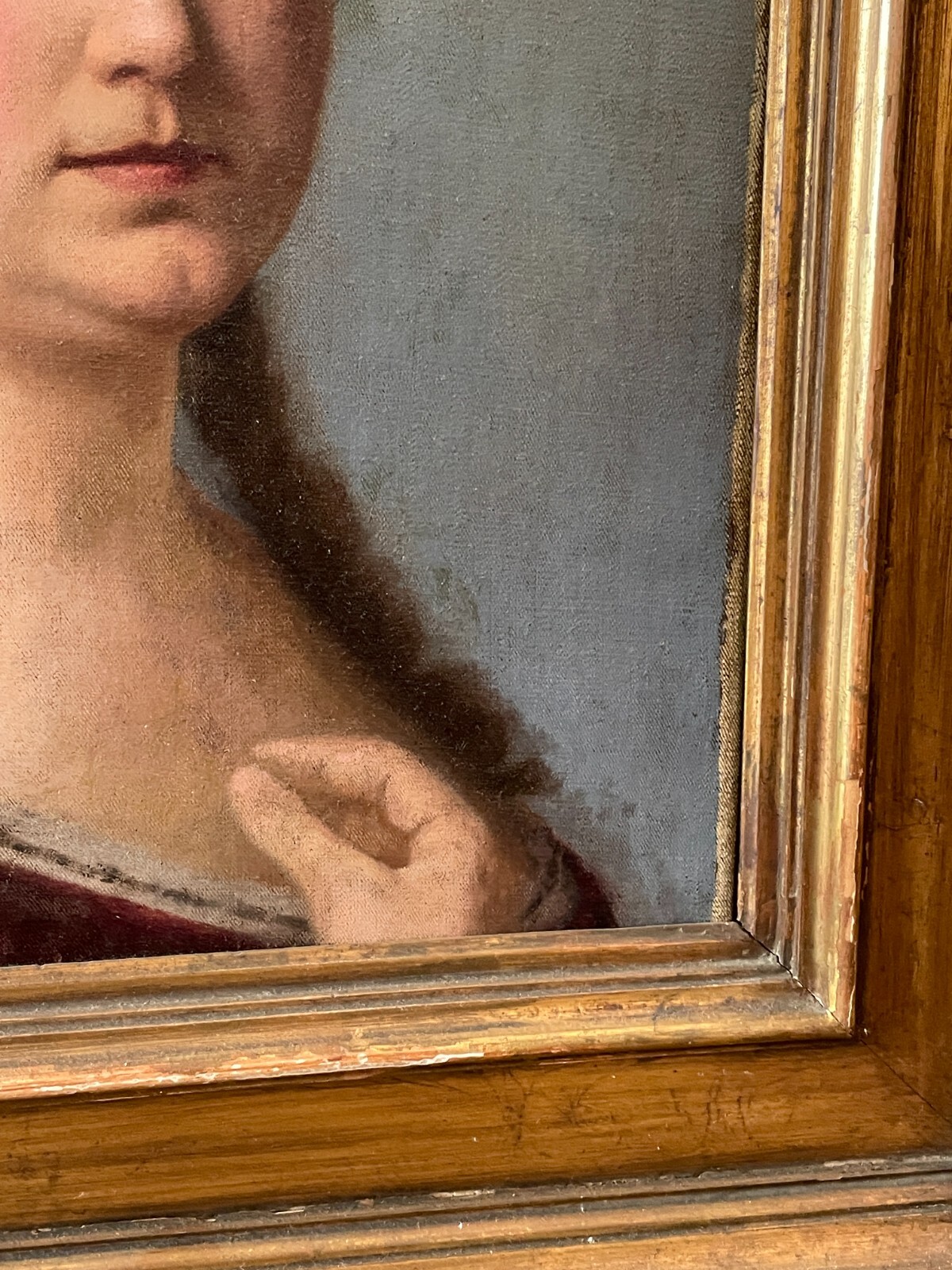 Bernardo Celentano, Antico Ritratto Di Famiglia, Olio Su Tela, Napoli Roma, XIX Secolo