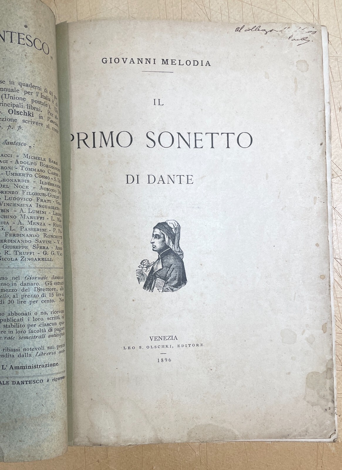 Dante Alighieri: Il Primo Sonetto Di Dante. Saggio Di Giovanni Melodia, 1896