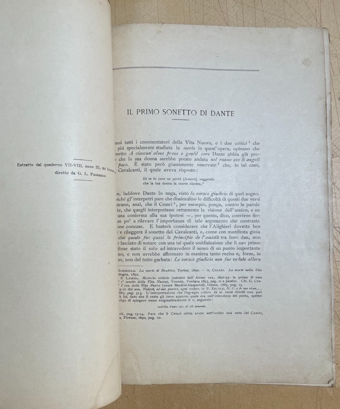 Dante Alighieri: Il Primo Sonetto Di Dante. Saggio Di Giovanni Melodia, 1896