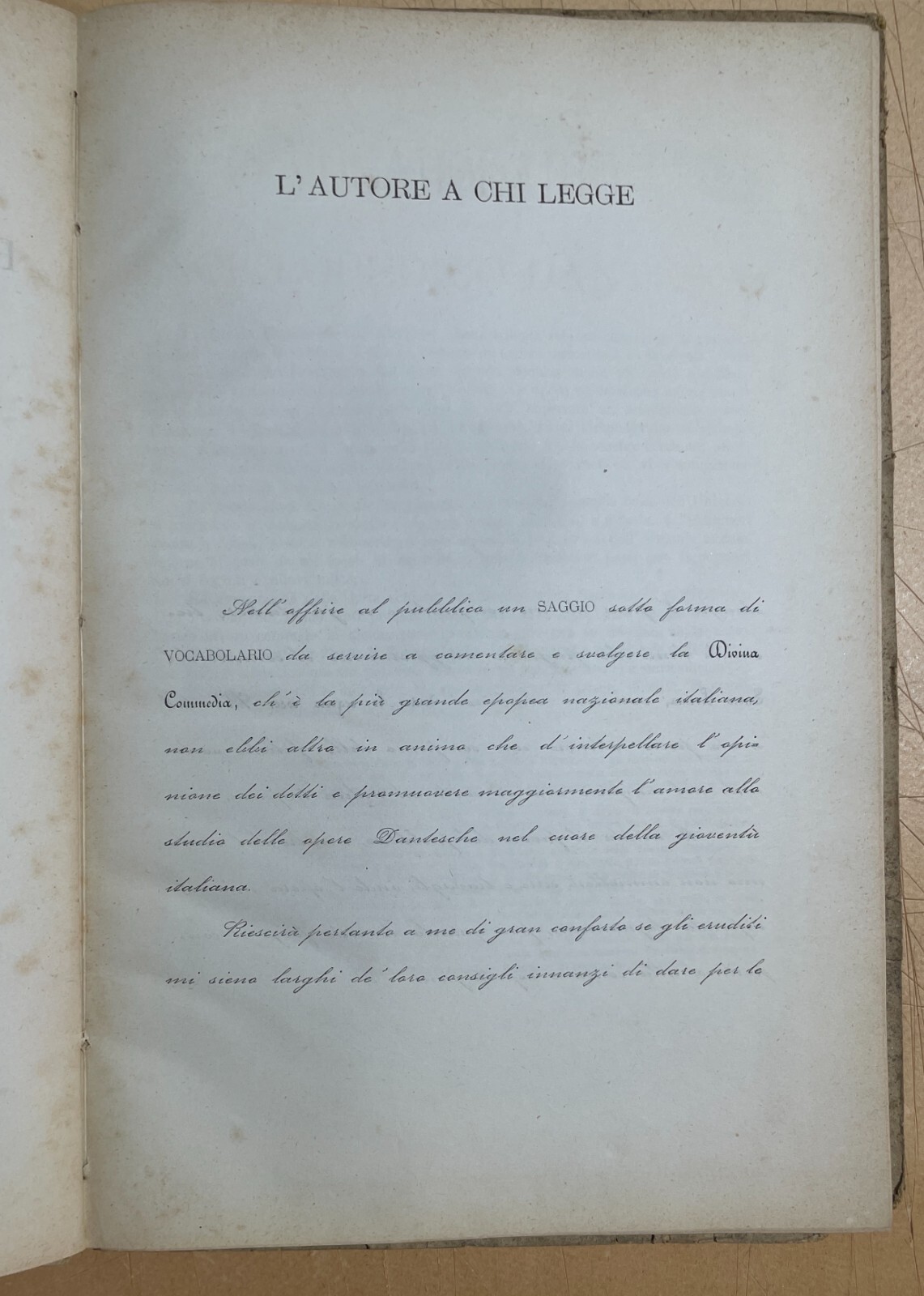 Vocabolario Enciclopedico Dantesco Del Conte Gaddi Hercolani (Bologna, 1876) Con Dedica
