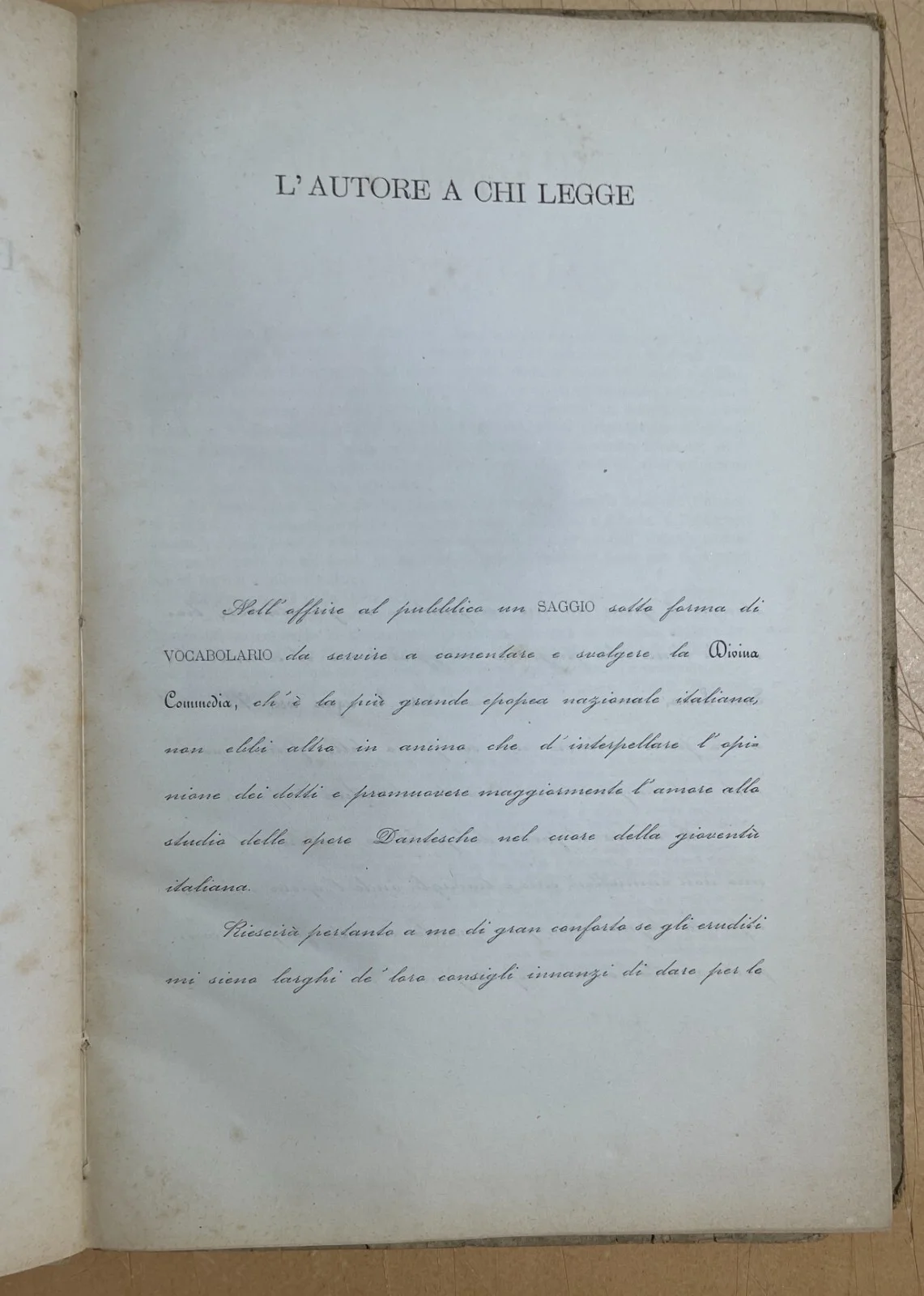Vocabolario Enciclopedico Dantesco del Conte Gaddi Hercolani (bologna, 1876) con Dedica