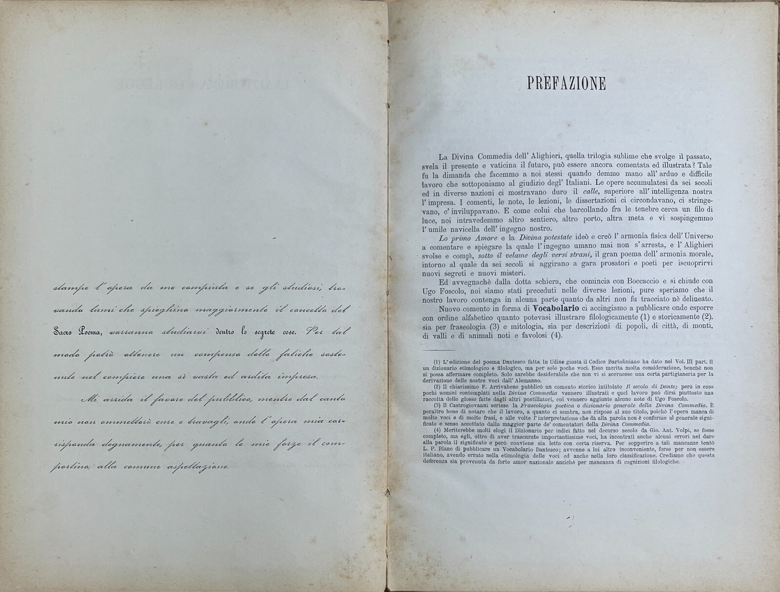 Vocabolario Enciclopedico Dantesco Del Conte Gaddi Hercolani (Bologna, 1876) Con Dedica