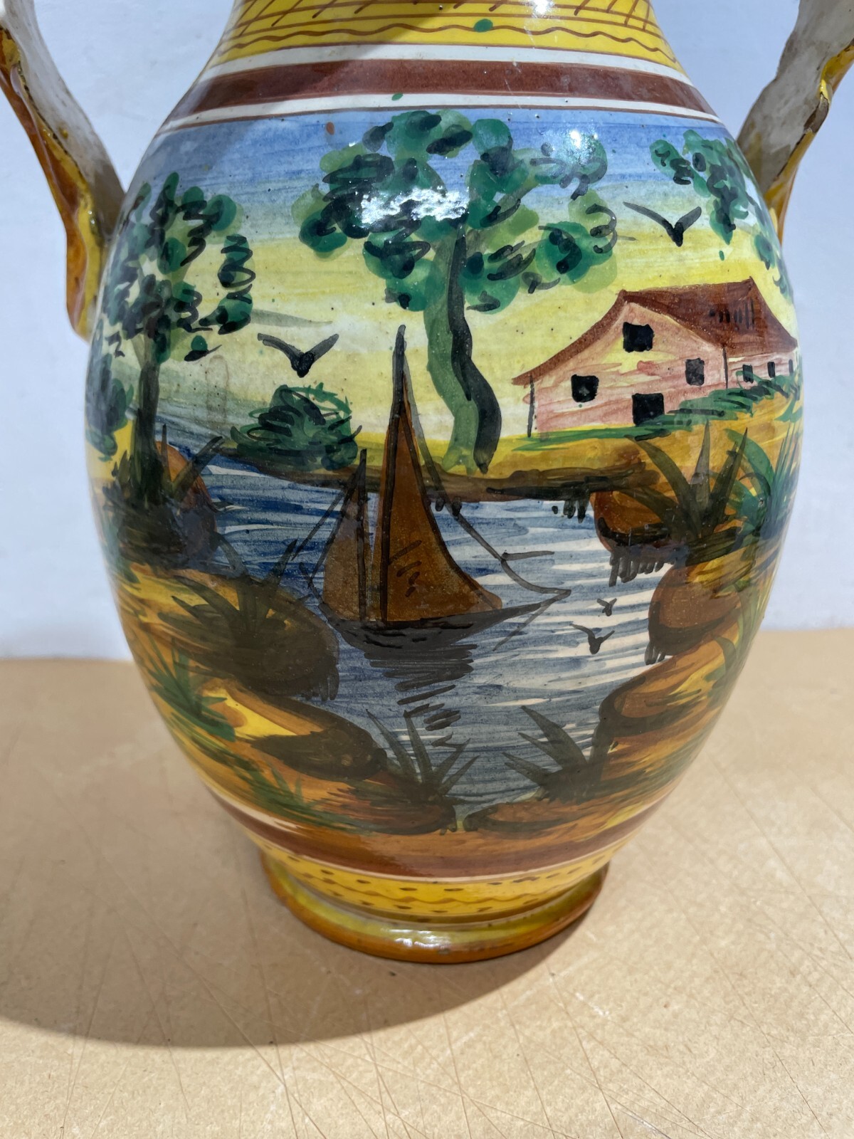 Arte E Artigianato Popolare Decorativo: Vaso In Ceramica Con Paesaggi Artistici
