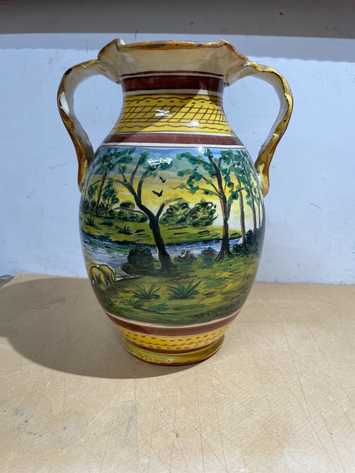 Arte E Artigianato Popolare Decorativo: Vaso In Ceramica Con Paesaggi Artistici