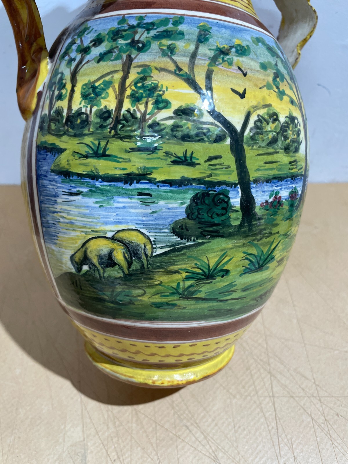 Arte E Artigianato Popolare Decorativo: Vaso In Ceramica Con Paesaggi Artistici