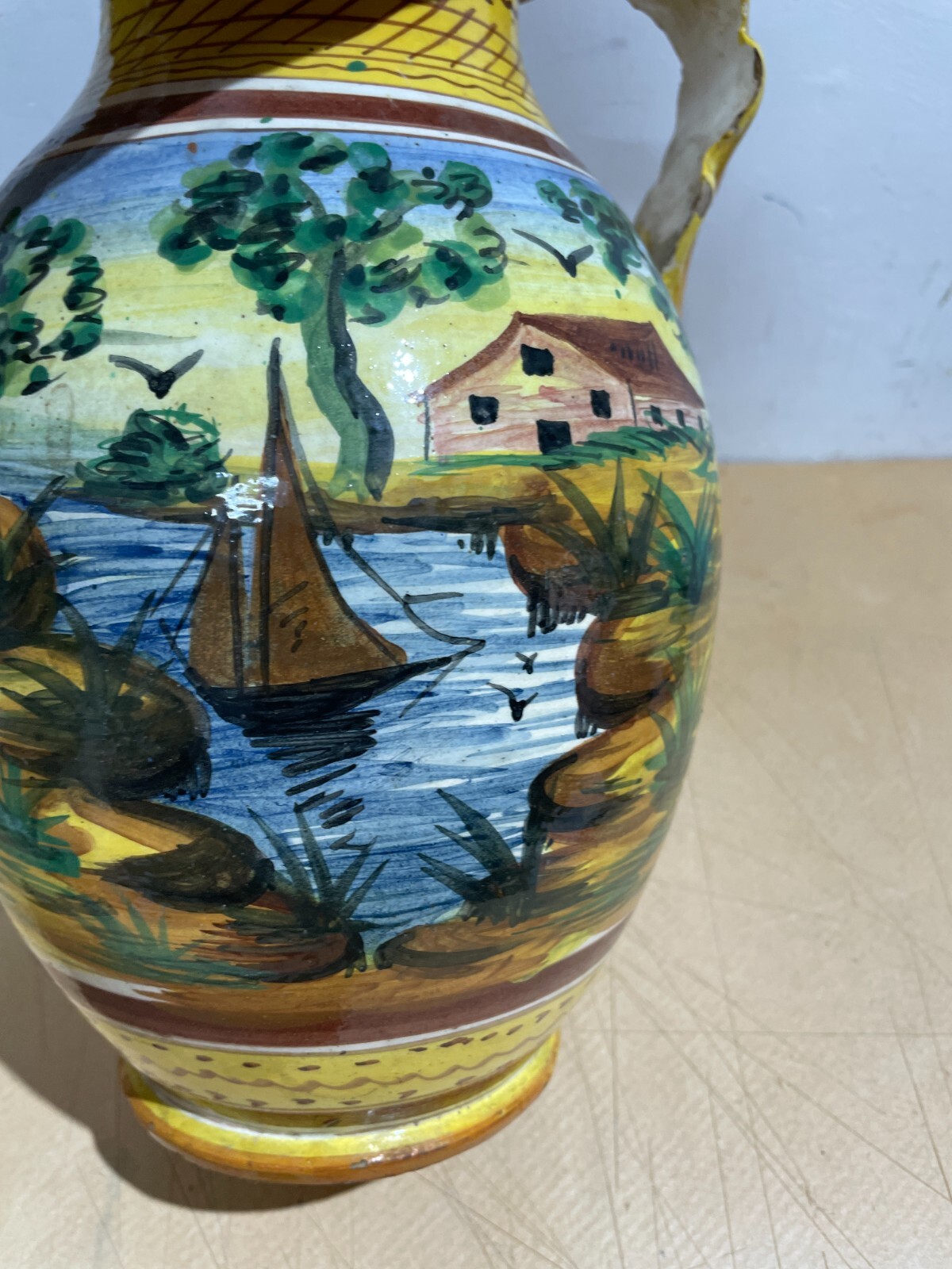 Arte E Artigianato Popolare Decorativo: Vaso In Ceramica Con Paesaggi Artistici
