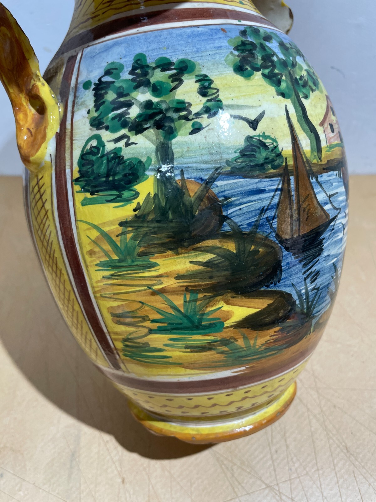 Arte E Artigianato Popolare Decorativo: Vaso In Ceramica Con Paesaggi Artistici