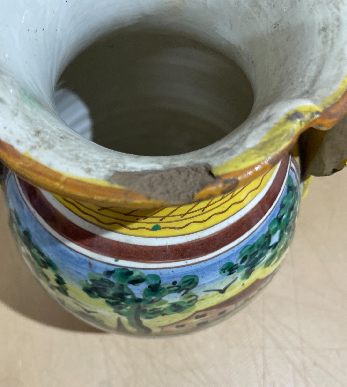 Arte E Artigianato Popolare Decorativo: Vaso In Ceramica Con Paesaggi Artistici