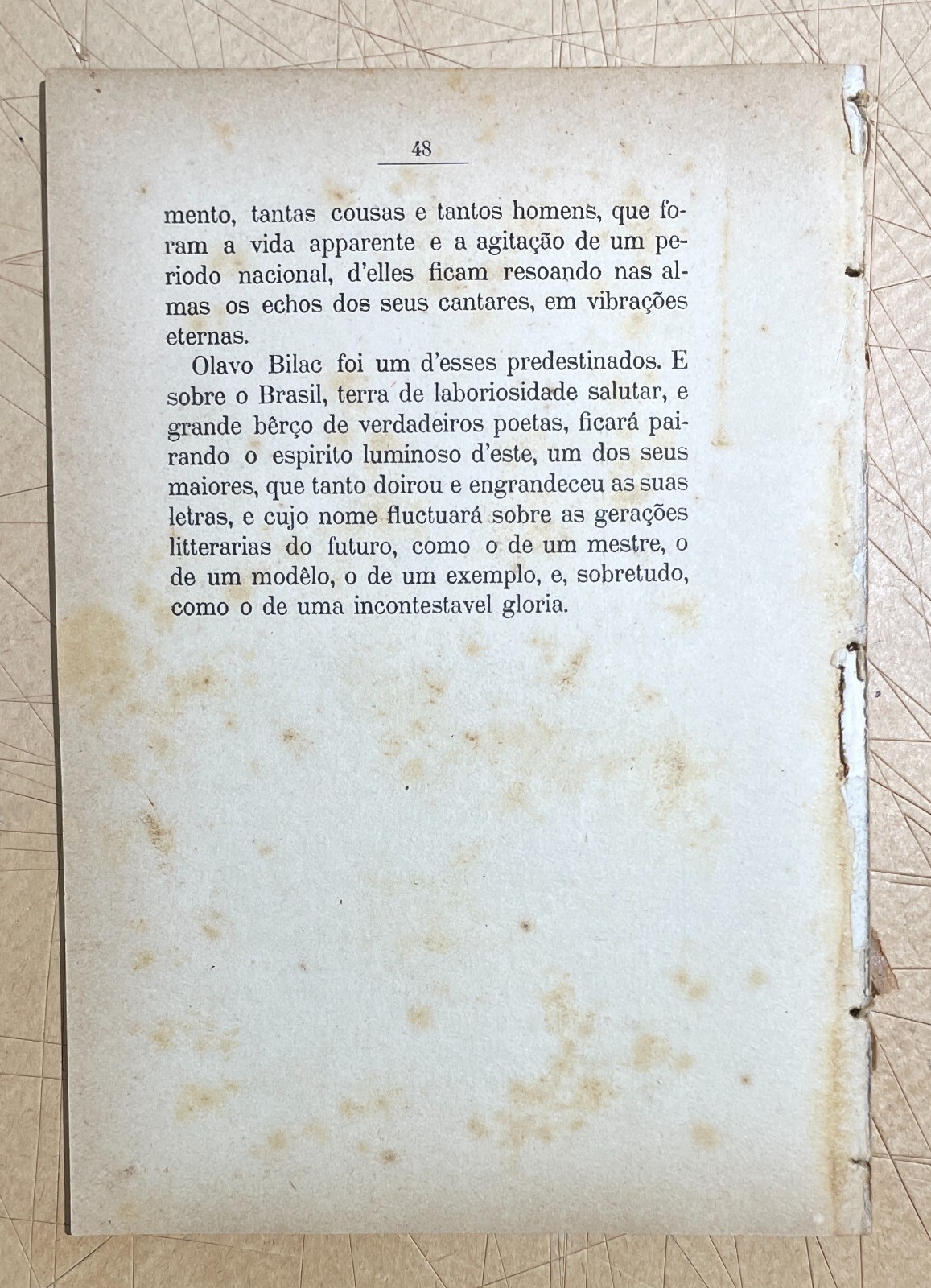Letteratura Brasiliana, Olavo Bilac, Antica Edizione, Fernandes Costa, 1919