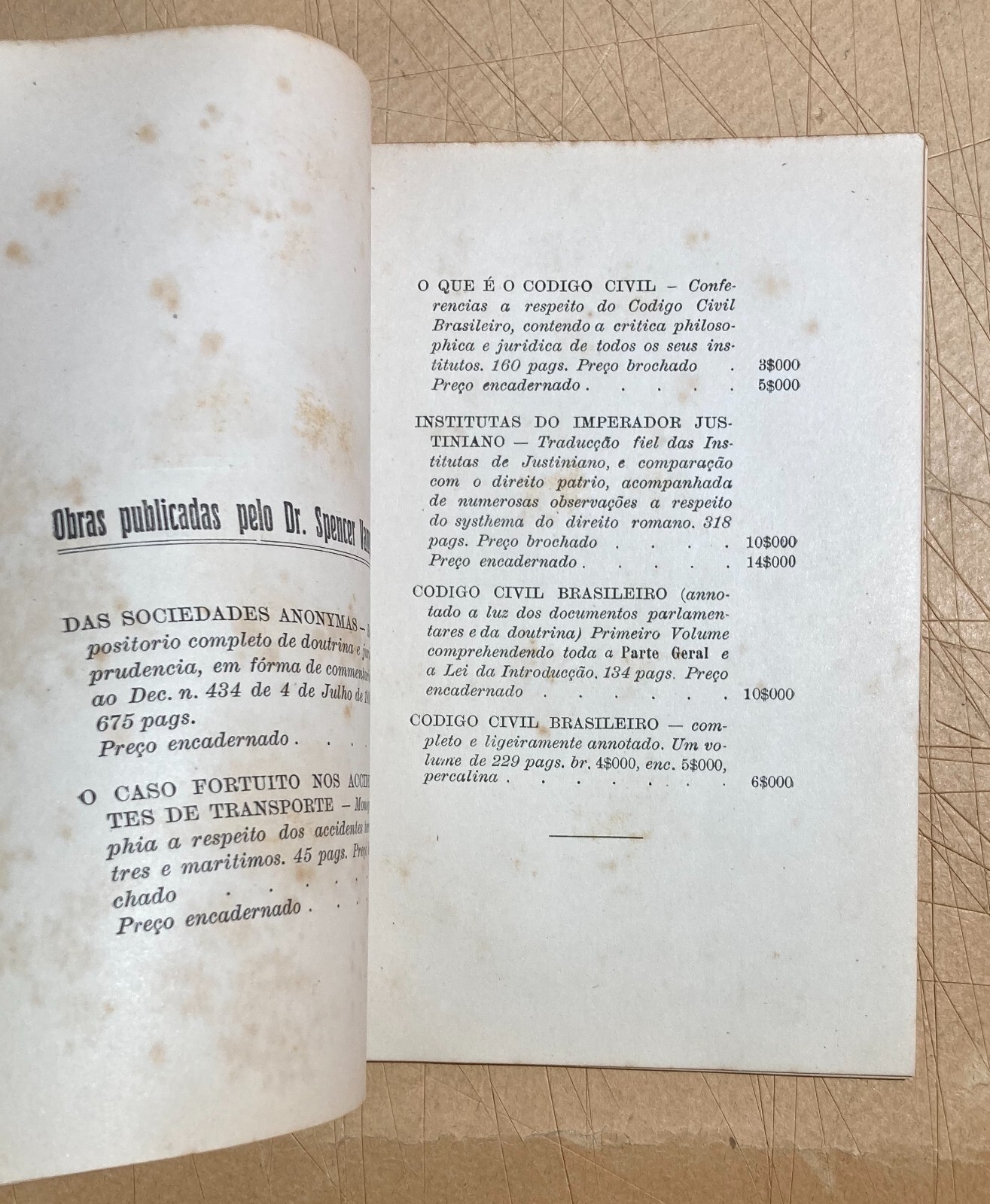 Giuridica   Brasile   Codice Brasiliano   Spencer Vampré   Raccolta Di Opinioni   1917