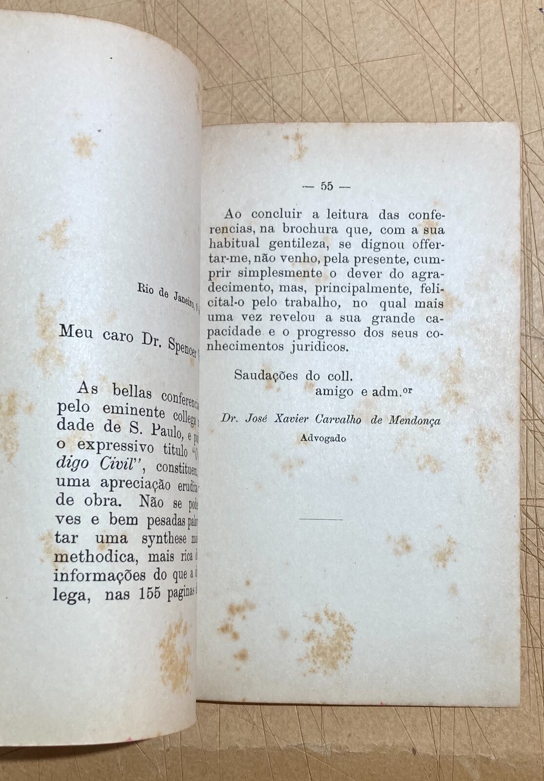 Giuridica   Brasile   Codice Brasiliano   Spencer Vampré   Raccolta Di Opinioni   1917
