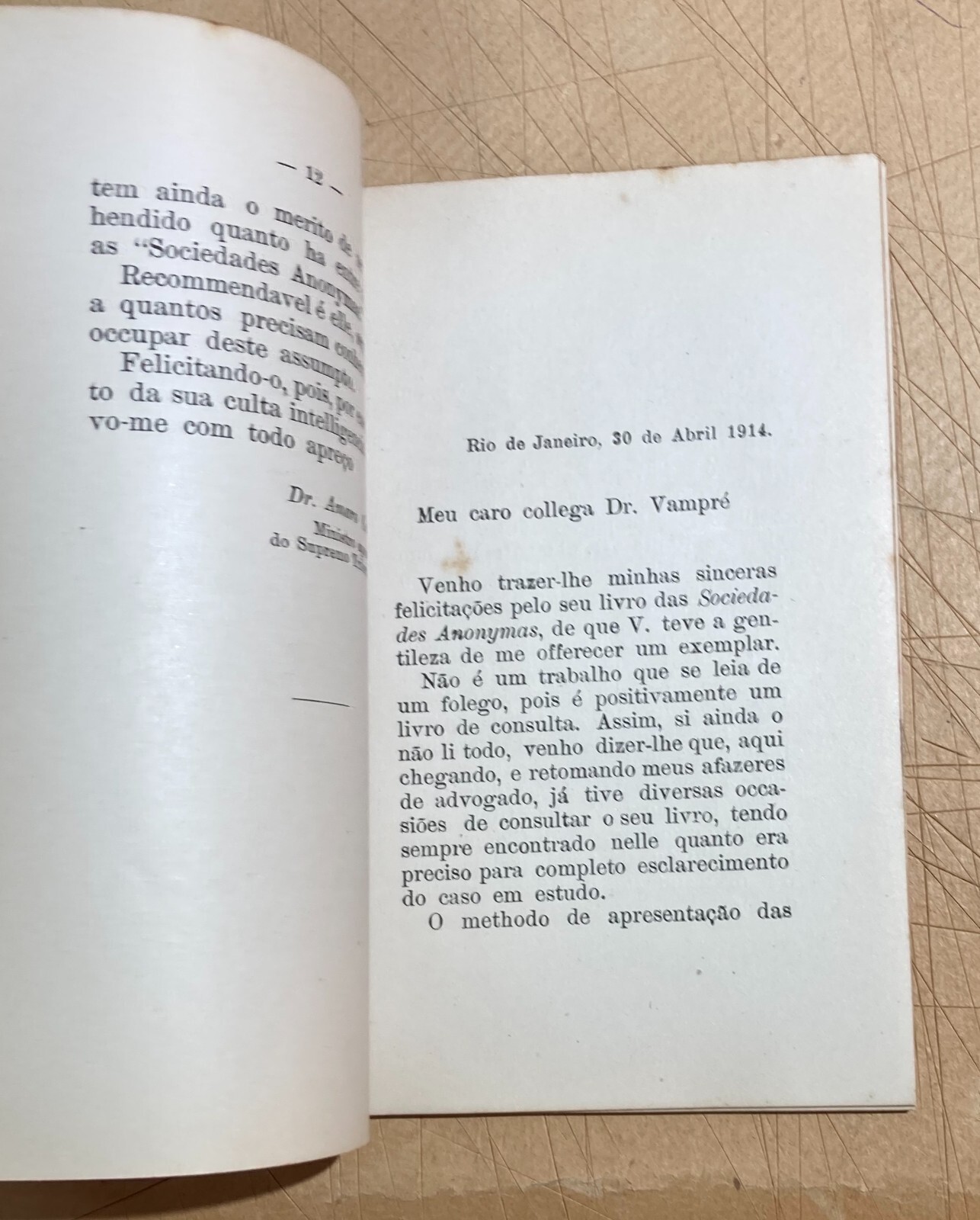 Giuridica   Brasile   Codice Brasiliano   Spencer Vampré   Raccolta Di Opinioni   1917