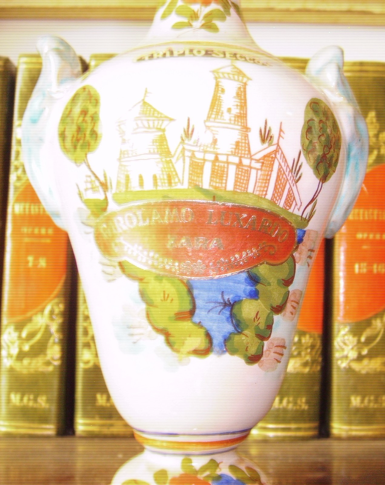 Bottiglia In Ceramica Di Faenza Decorata A Mano, Castellini E Masini Per Luxardo