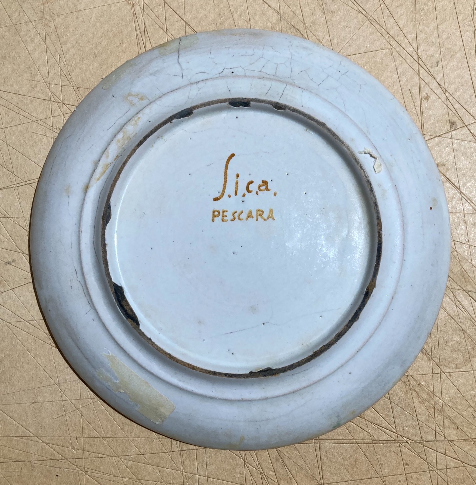 Piatto Decorativo In Ceramica S.I.C.A. Pescara, Metà '900