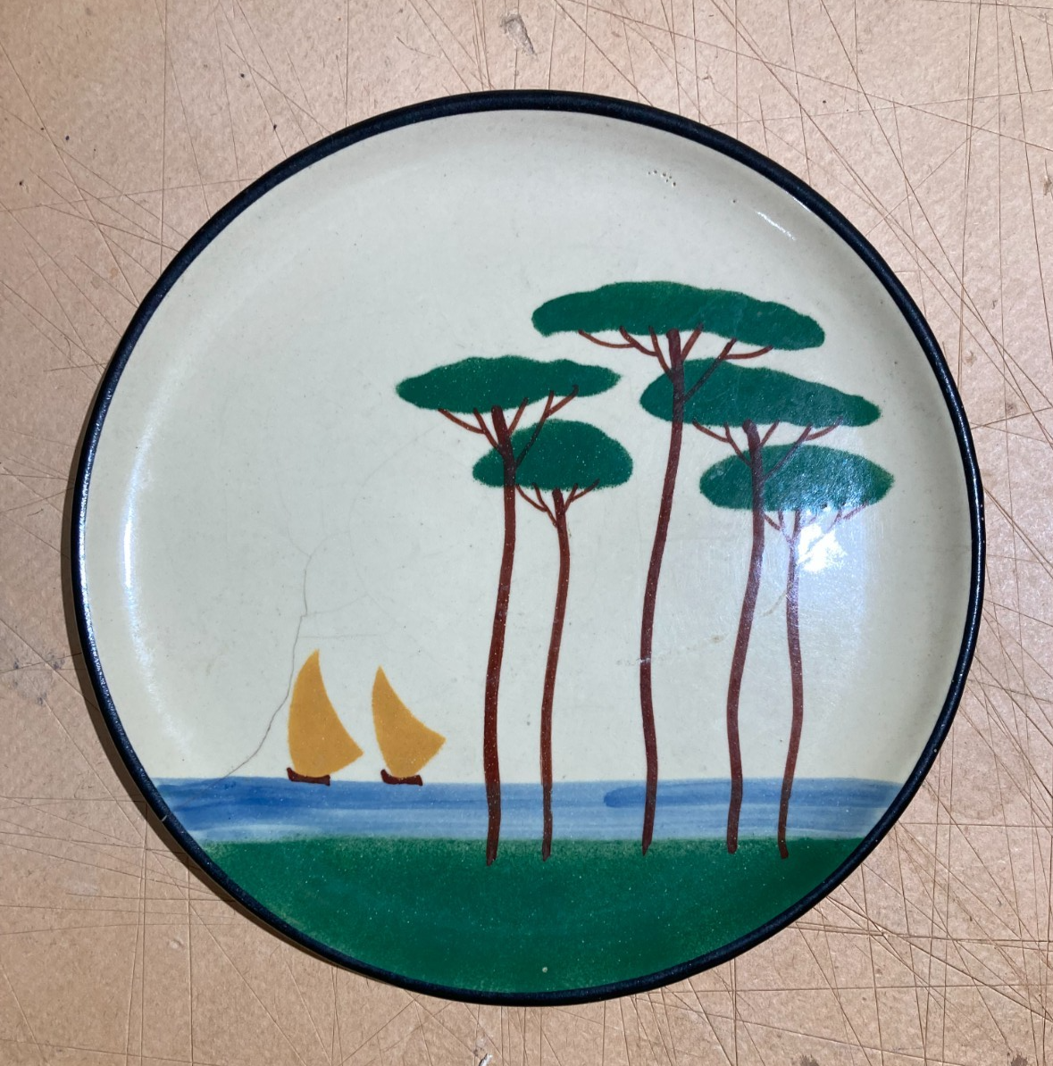 Ceramiche Da Collezione: Abruzzo, Piatto Decorativo Con Veduta Paesaggistica