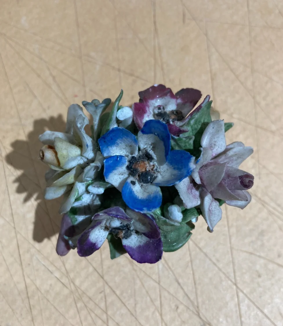 Small Capodimonte Porcelain Sculpture: Basket with Flowers