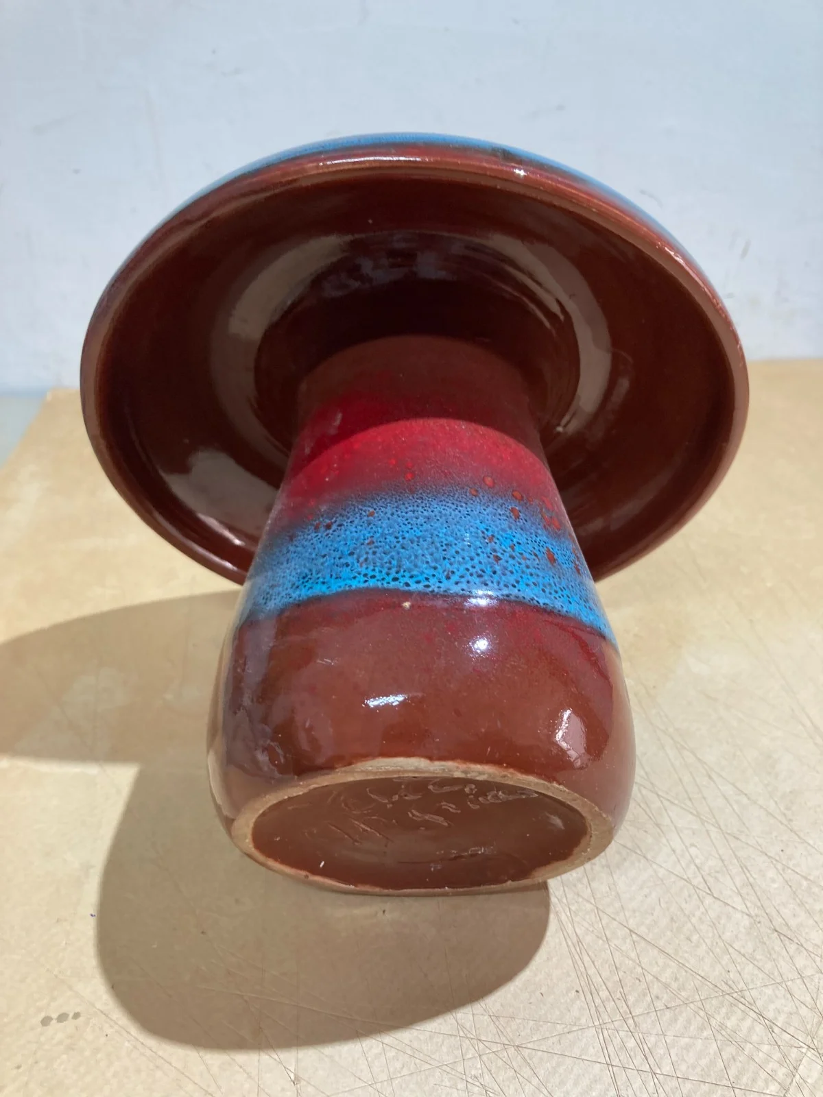 Mushroom-Shaped Vase in Polychrome Ceramic, Second Half of the 1900s