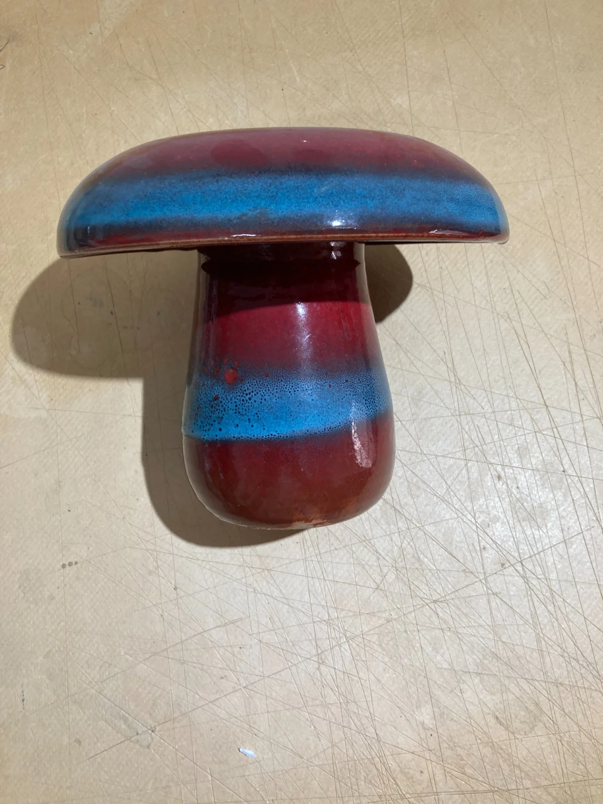Mushroom-Shaped Vase in Polychrome Ceramic, Second Half of the 1900s
