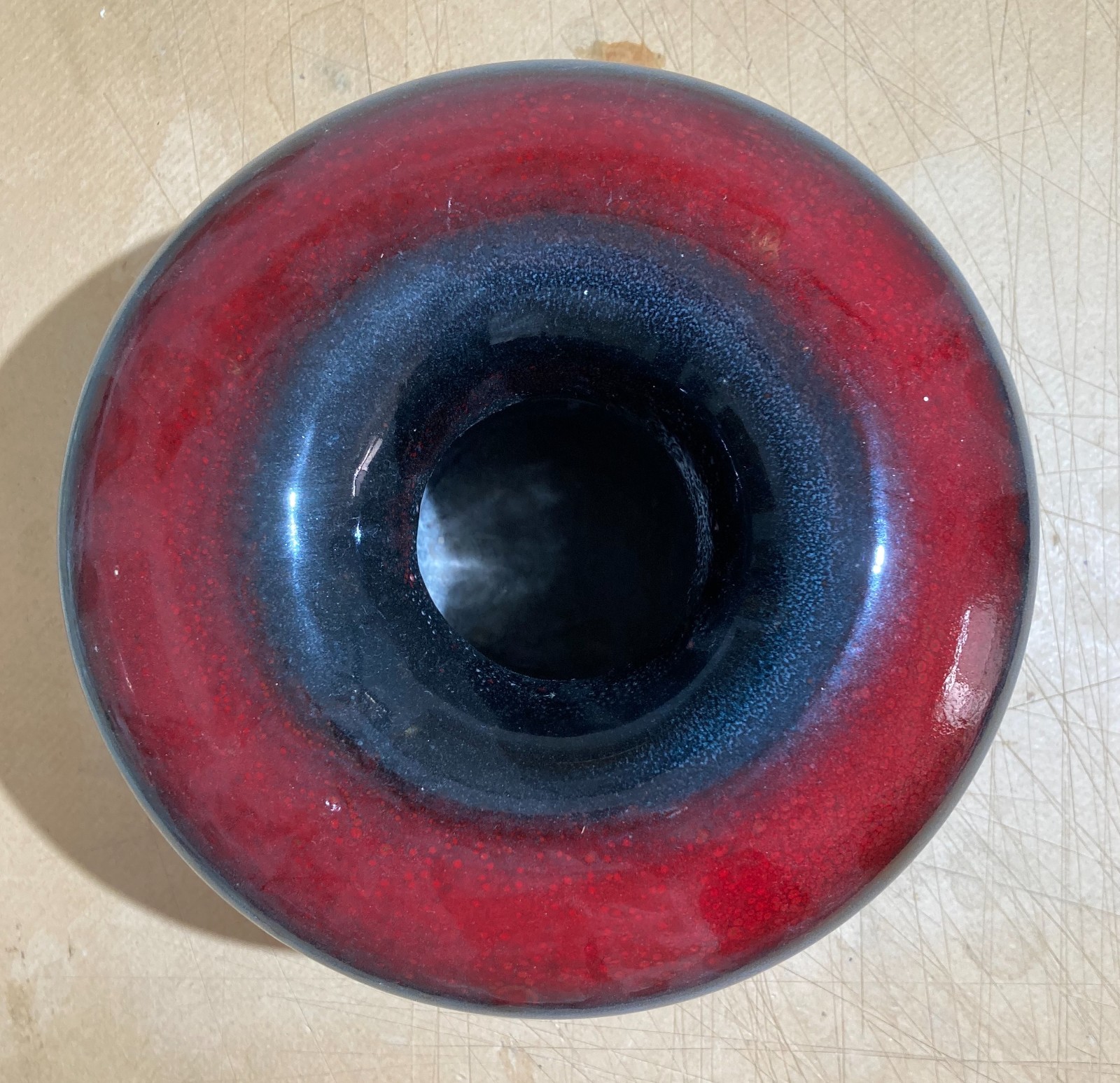 Vaso A Forma Di Fungo In Ceramica Policroma, Seconda Metà Del '900