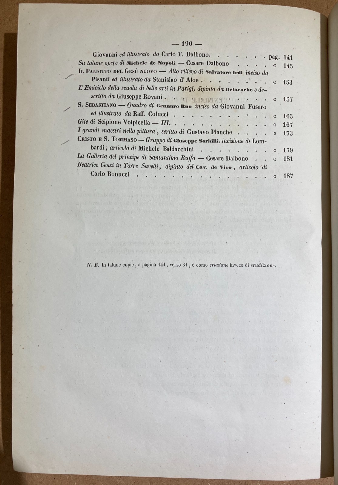 Albo Artistico Napoletano: Cammarano, Palizzi, De Napoli, Fergola, Ruo (1853)