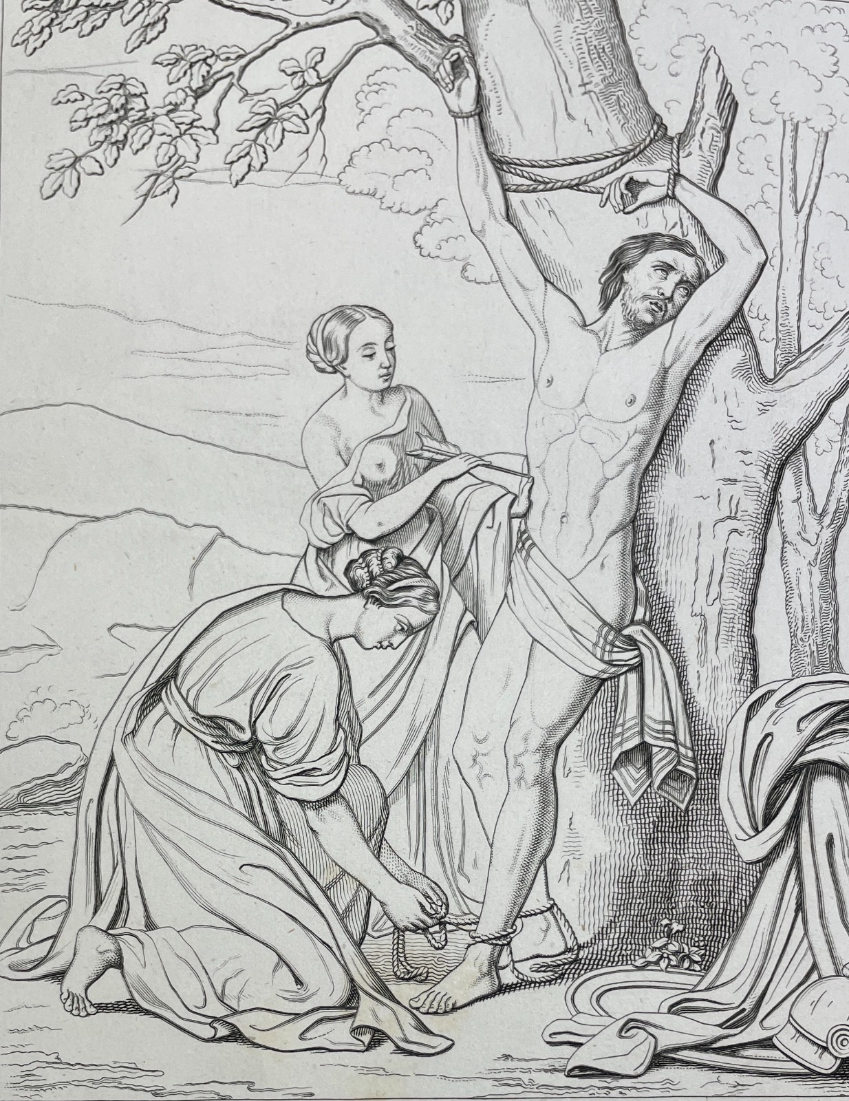 Arte Antica Devozionale: San Sebastiano. Opera Di Gennaro Ruo, Incisore Giovanni Fusaro, 1853
