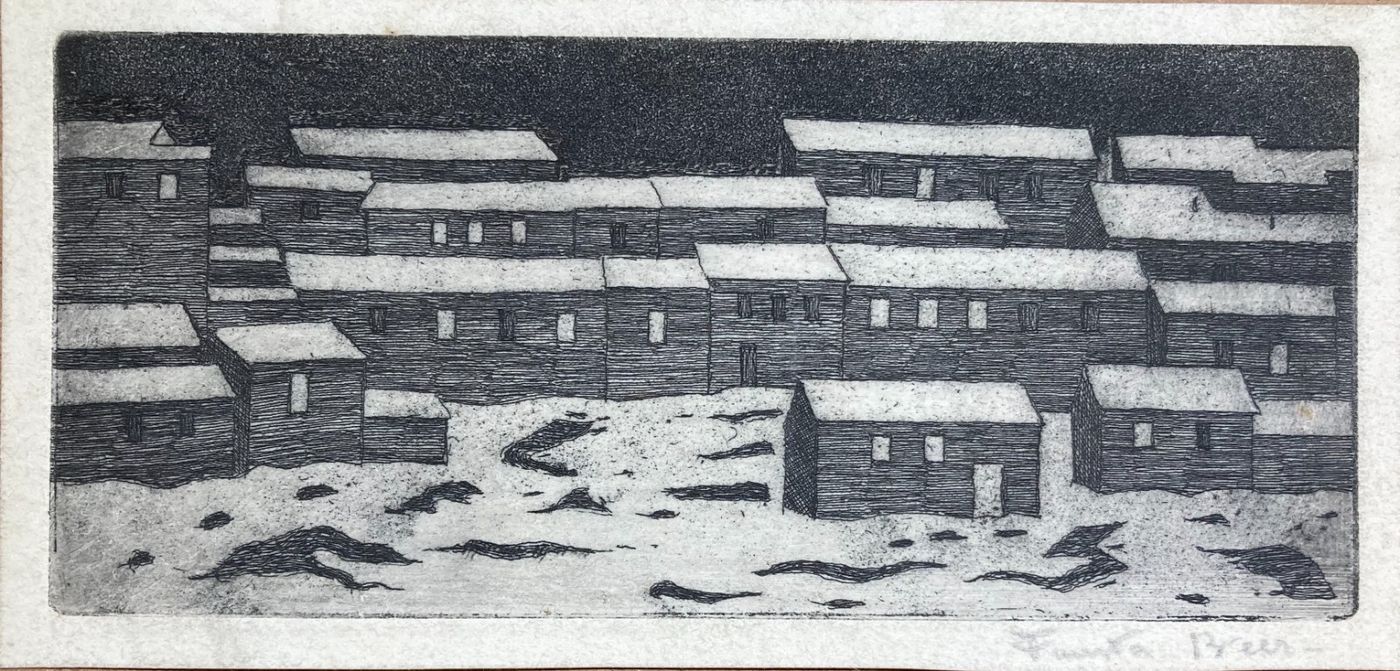 Arte Del '900. Artista Fausta Beer. Incisione Da Collezione. Architettura, Case
