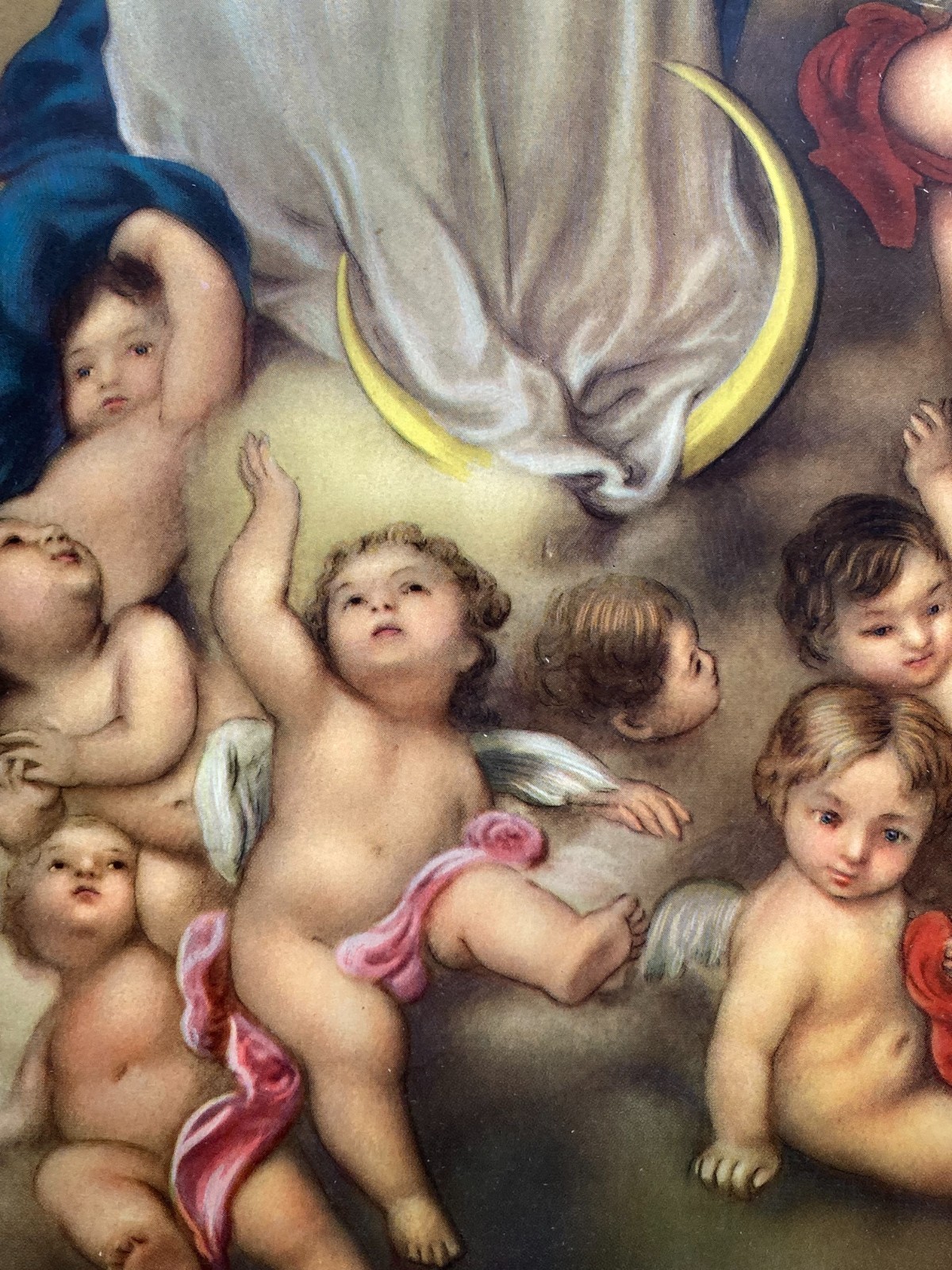 Arte Devozionale: Grande Stampa A Colori Della Madonna Immacolata, XX Secolo