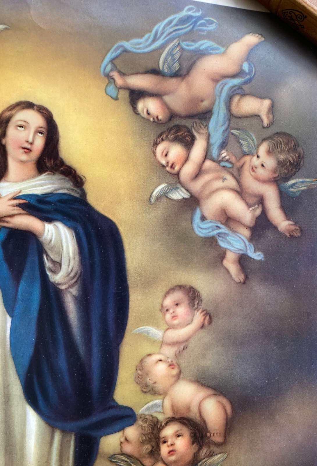Arte Devozionale: Grande Stampa A Colori Della Madonna Immacolata, XX Secolo