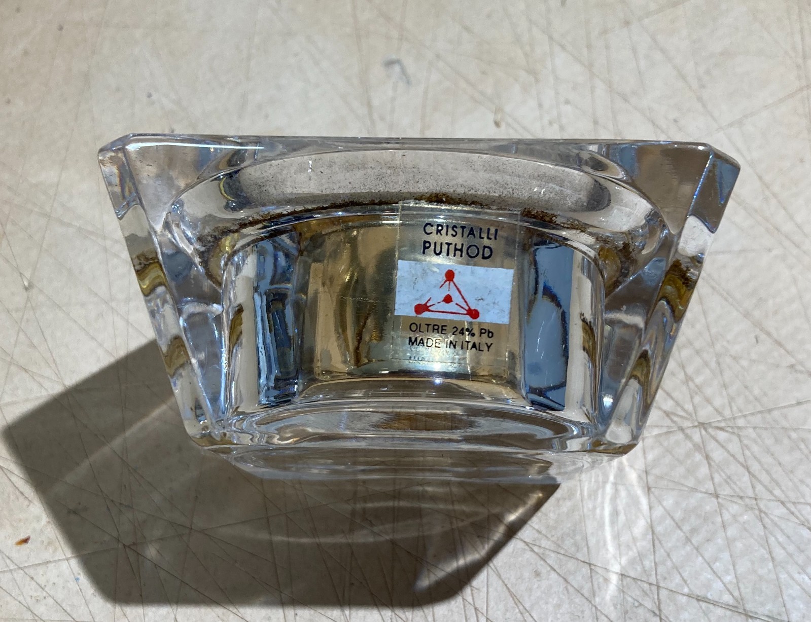 Orologio Da Tavolo In Cristallo Puthod, Design Modernariato