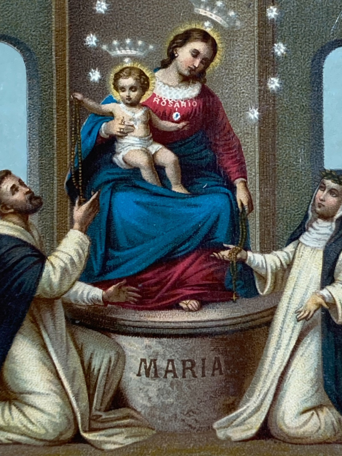 Arte Antica Devozionale. Santino Da Collezione. Pompei. Madonna Del Rosario. Longo