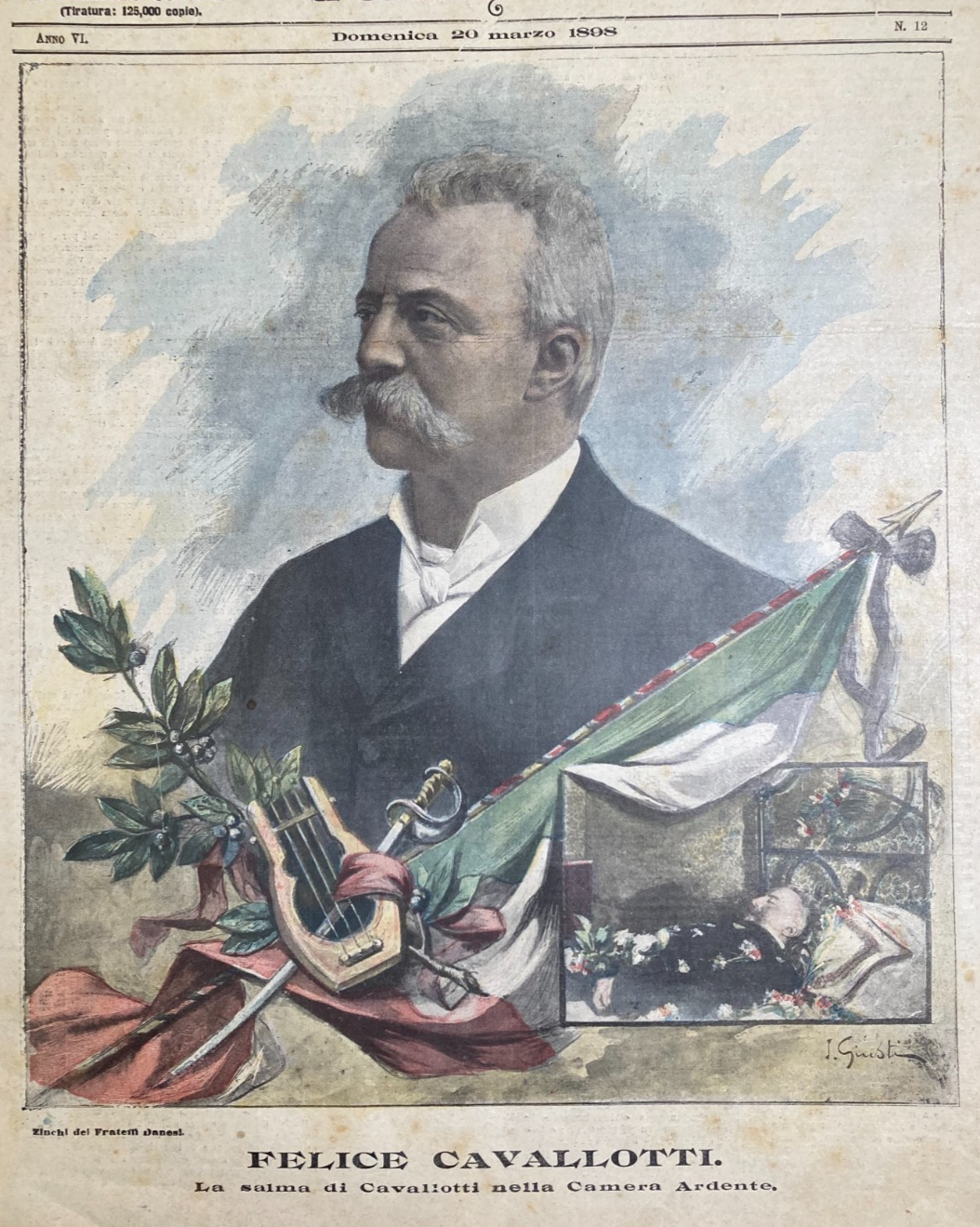 Morte Di Felice Cavallotti, Artista Giusti, Monumento A Carlo Alberto, Roma, 1898