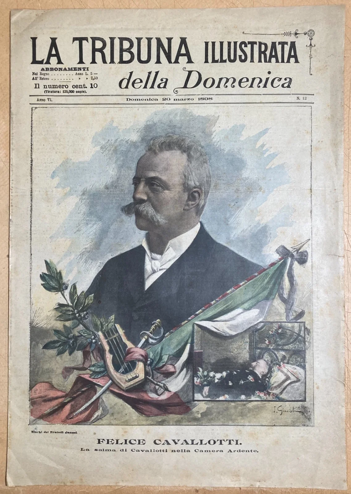 Death of Felice Cavallotti, Artist Giusti, Monument to Carlo Alberto, Rome, 1898