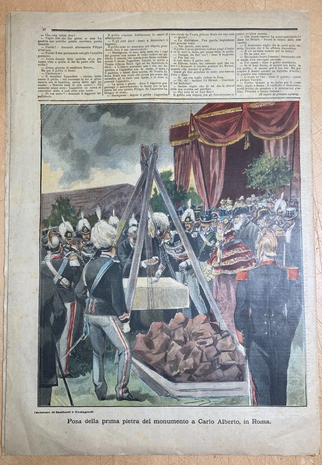 Death of Felice Cavallotti, Artist Giusti, Monument to Carlo Alberto, Rome, 1898