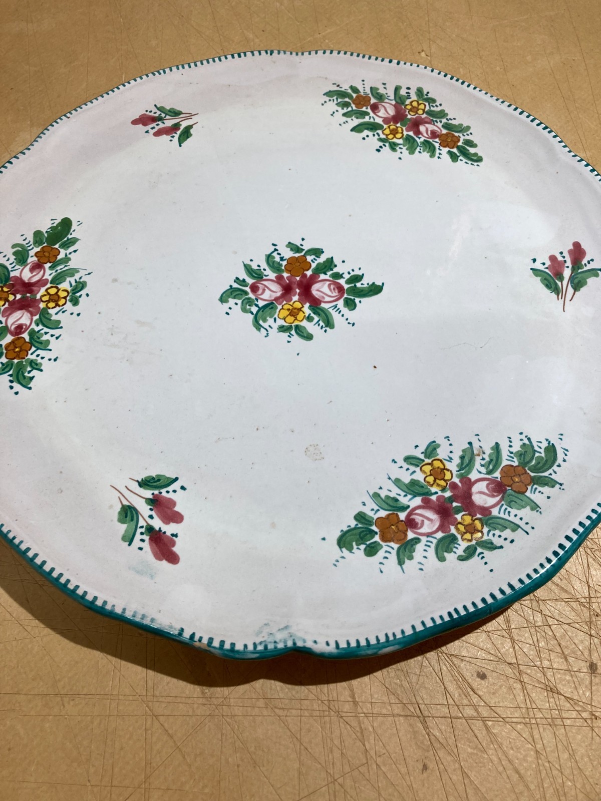 Abruzzo, Ceramica Bontempo, Vassoio Decorativo Con Decori Floreali