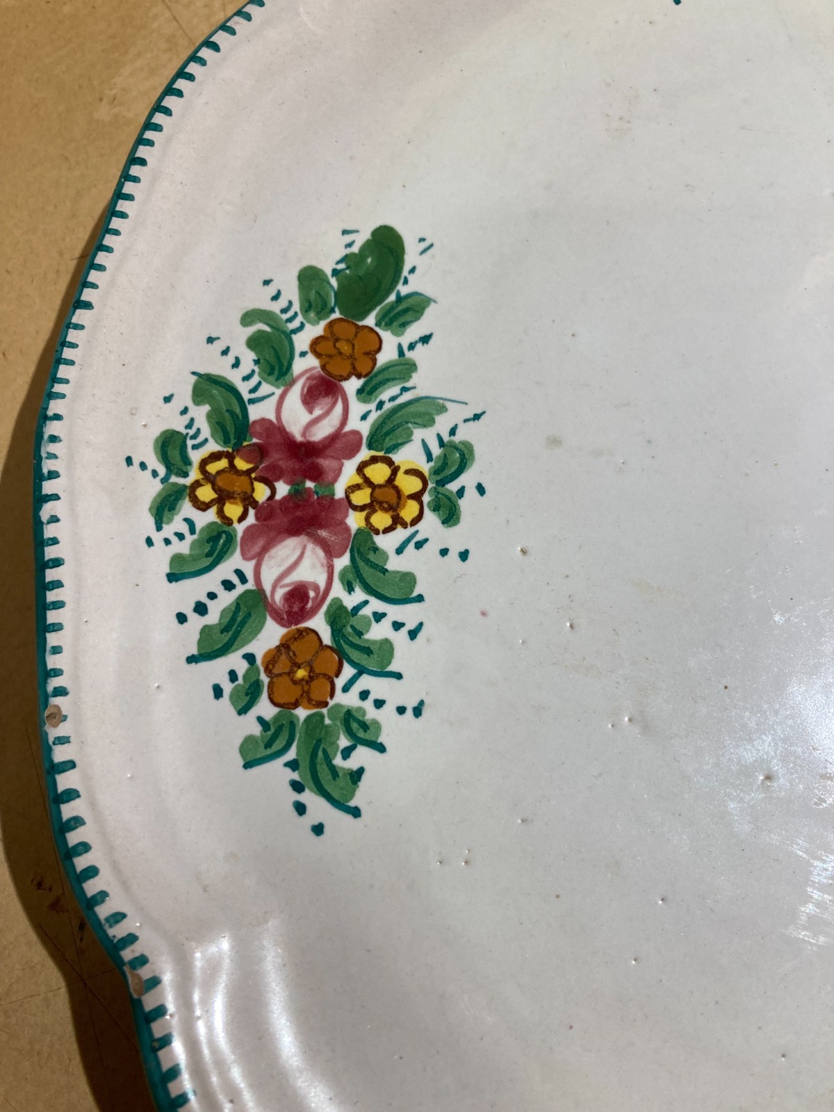 Abruzzo, Ceramica Bontempo, Vassoio Decorativo Con Decori Floreali