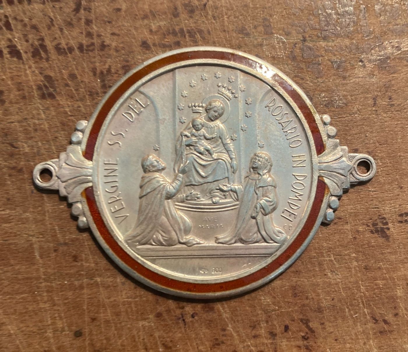 Arte Devozionale: Madonna Del Rosario Di Pompei, Placchetta In Argento 800