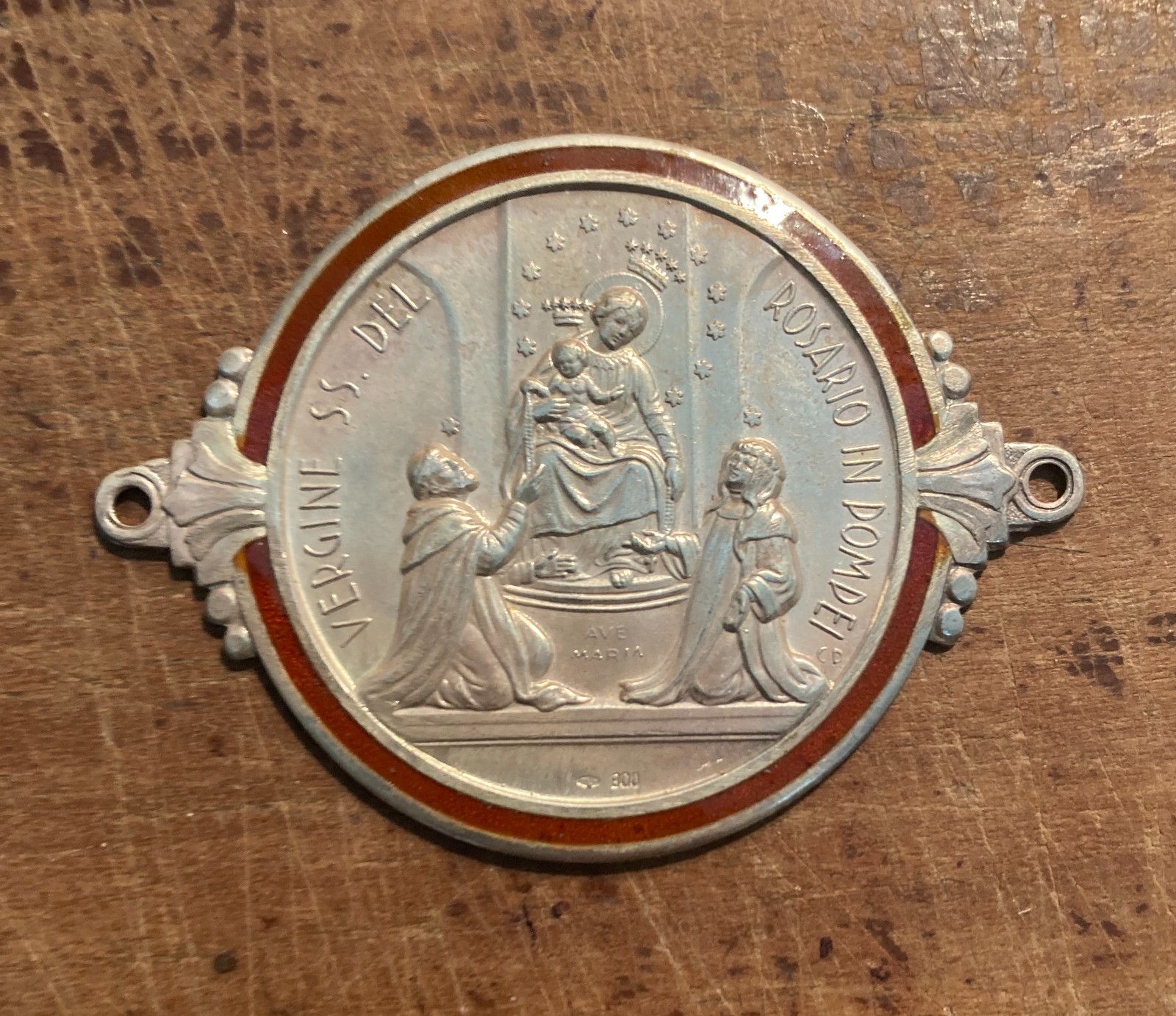 Arte Devozionale: Madonna Del Rosario Di Pompei, Placchetta In Argento 800