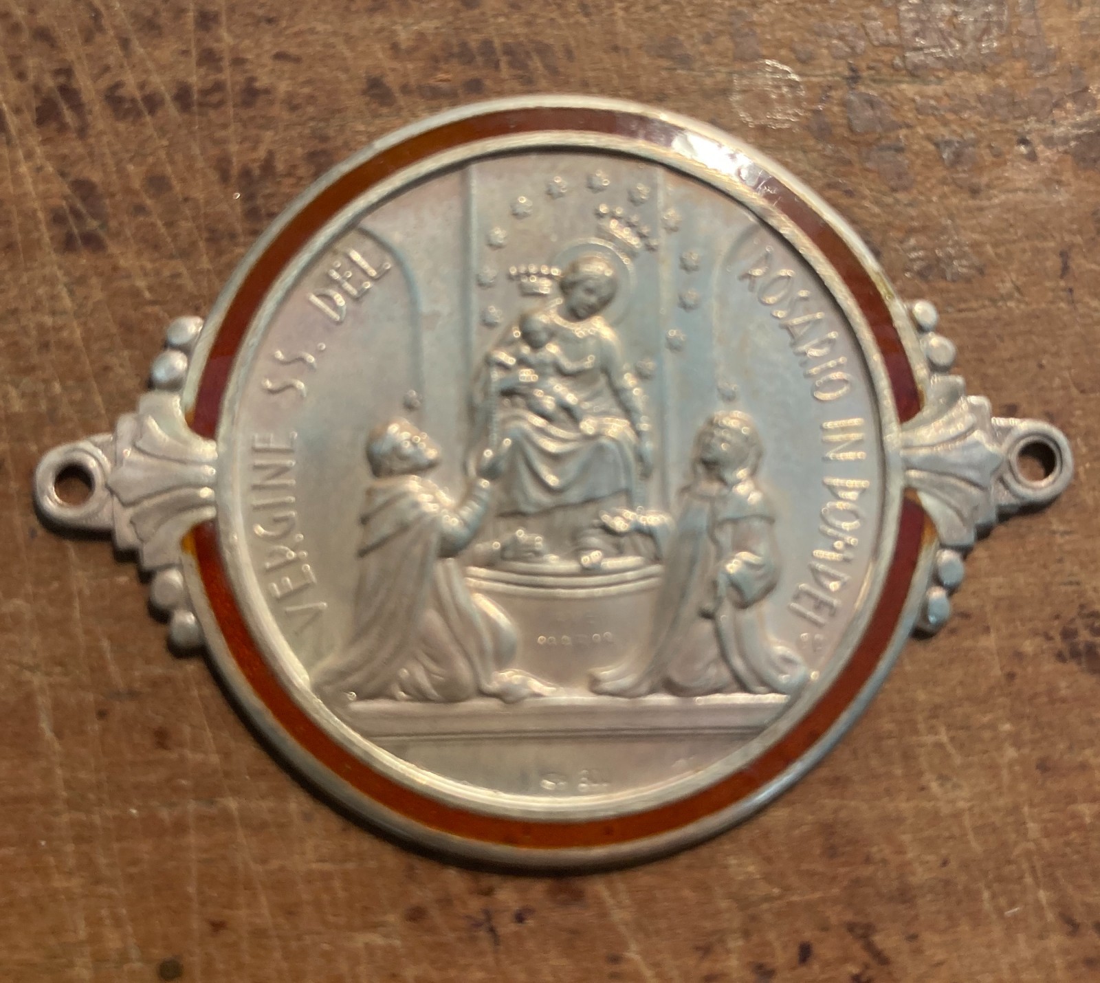 Arte Devozionale: Madonna Del Rosario Di Pompei, Placchetta In Argento 800