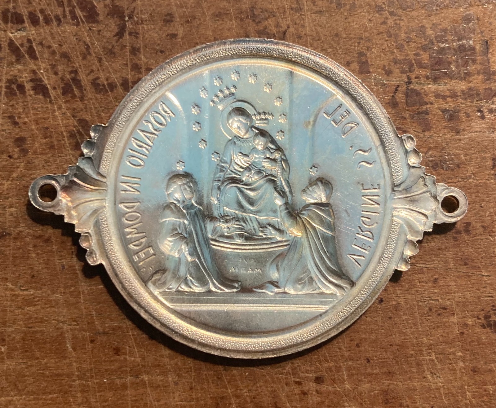 Arte Devozionale: Madonna Del Rosario Di Pompei, Placchetta In Argento 800