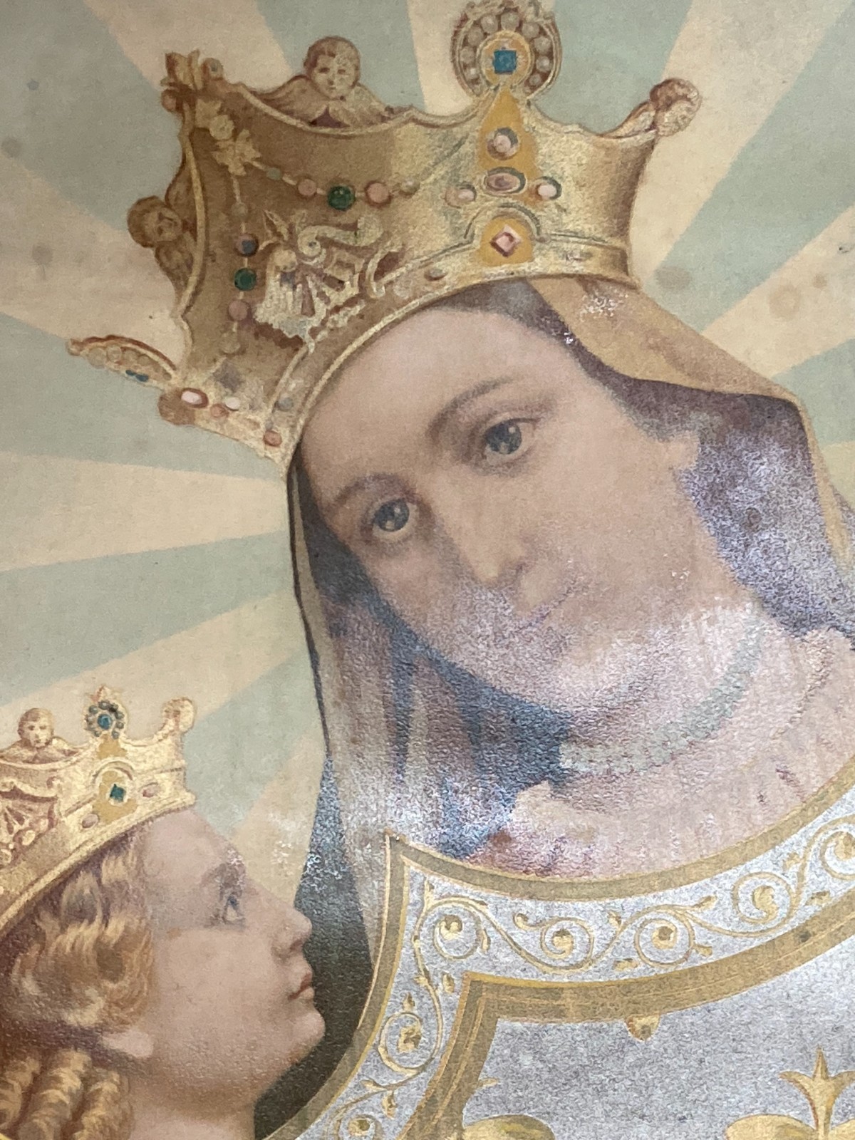 Antica Stampa Devozionale: Madonna Con Bambino (Madonna Dell'Arco)