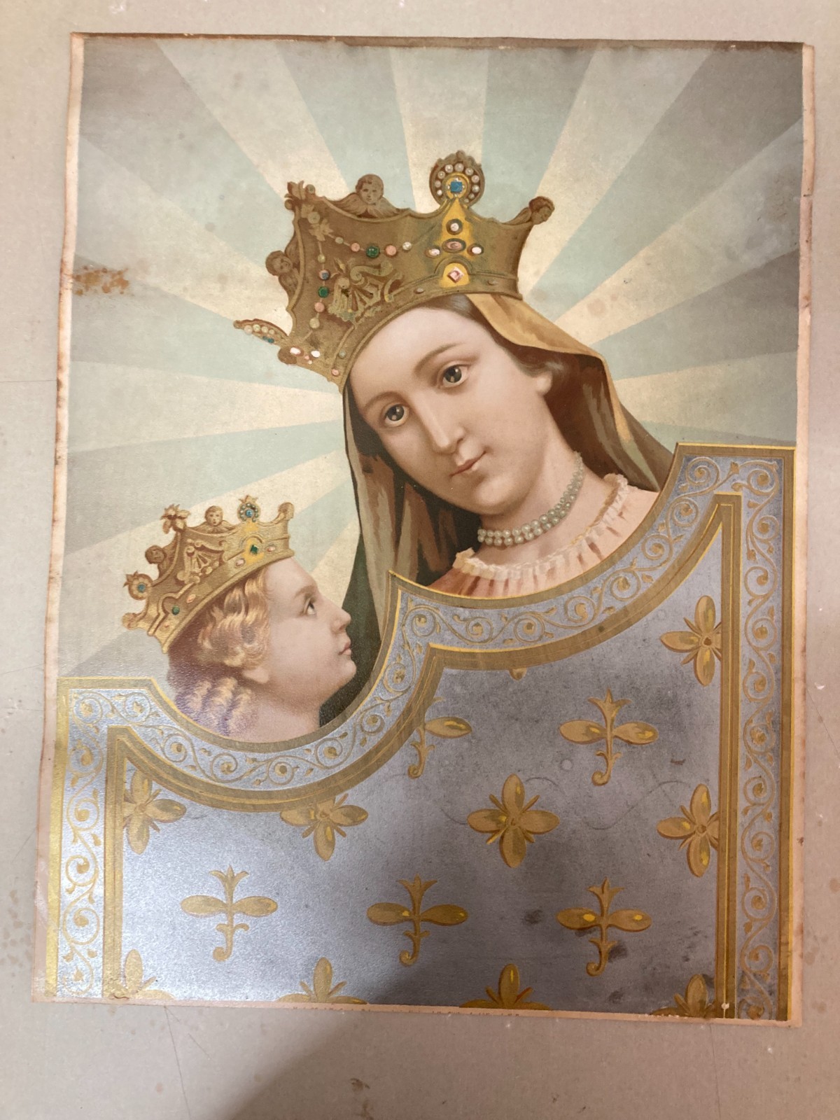 Antica Stampa Devozionale: Madonna Con Bambino (Madonna Dell'Arco)