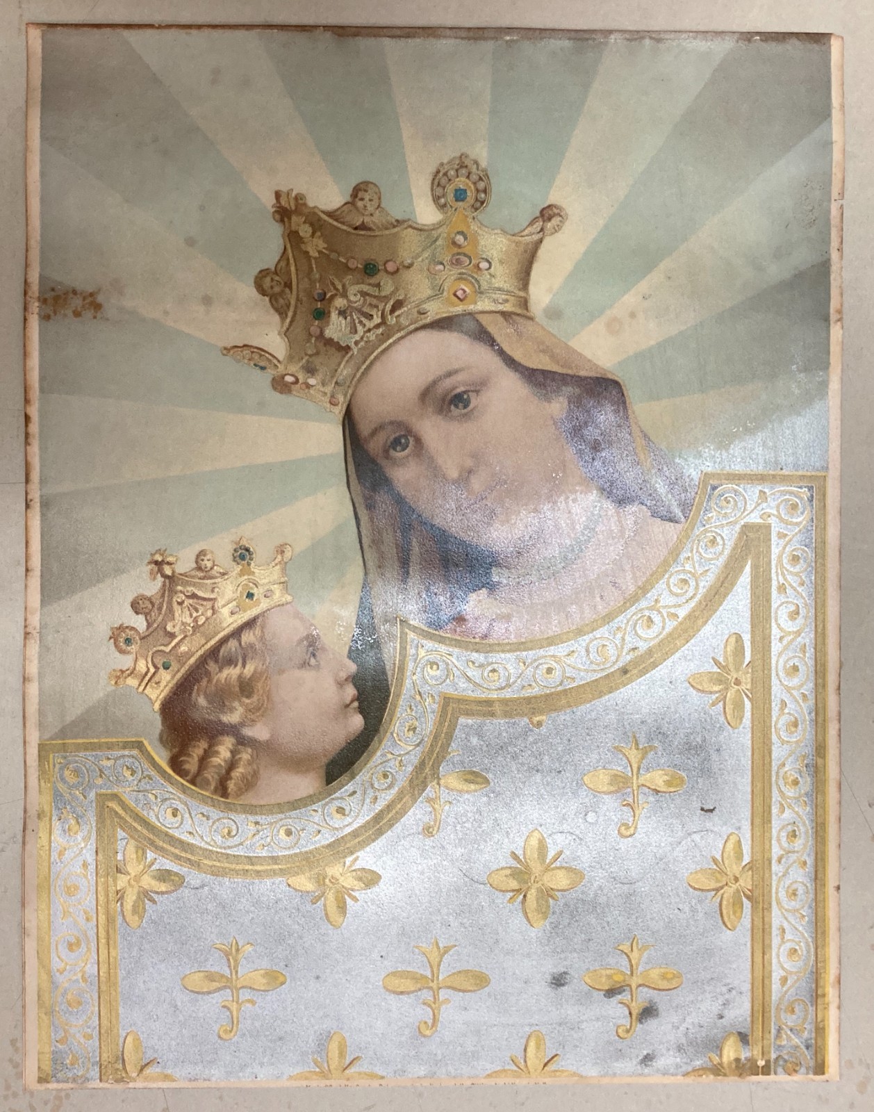 Antica Stampa Devozionale: Madonna Con Bambino (Madonna Dell'Arco)
