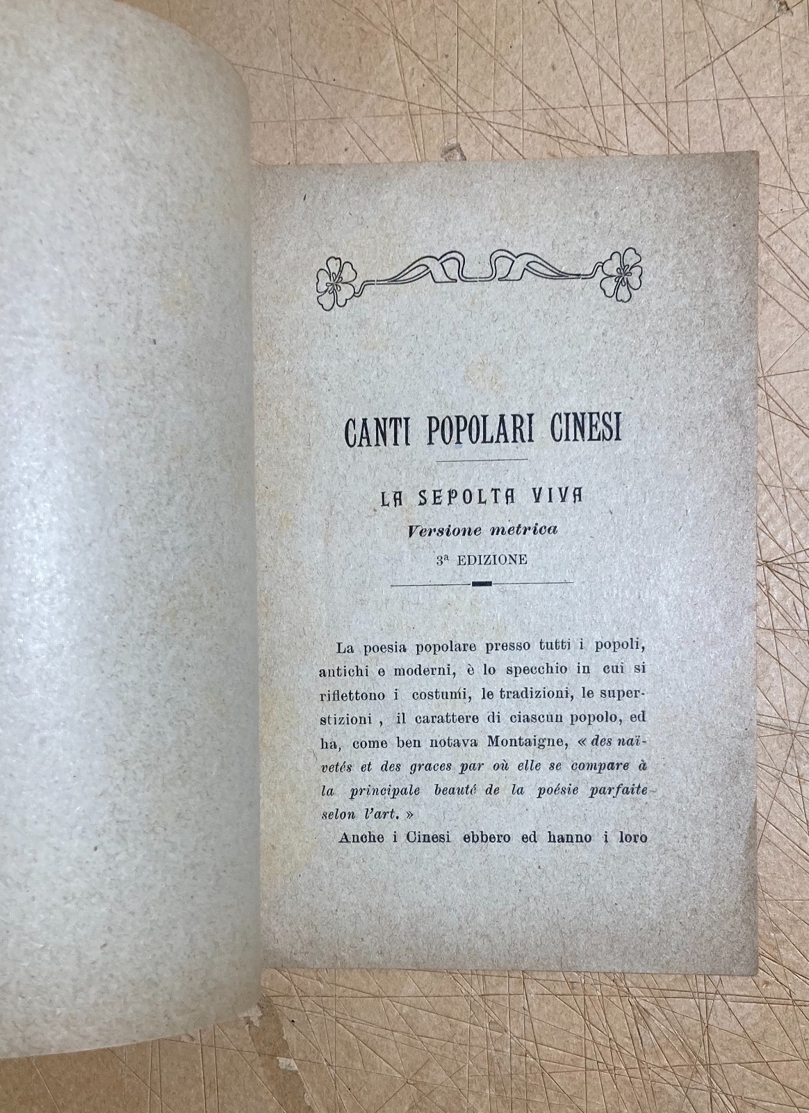 Barone. Canti Popolari Cinesi: La Sepolta Viva. Napoli, 1920