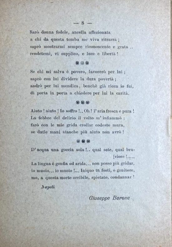 Barone. Canti Popolari Cinesi: La Sepolta Viva. Napoli, 1920