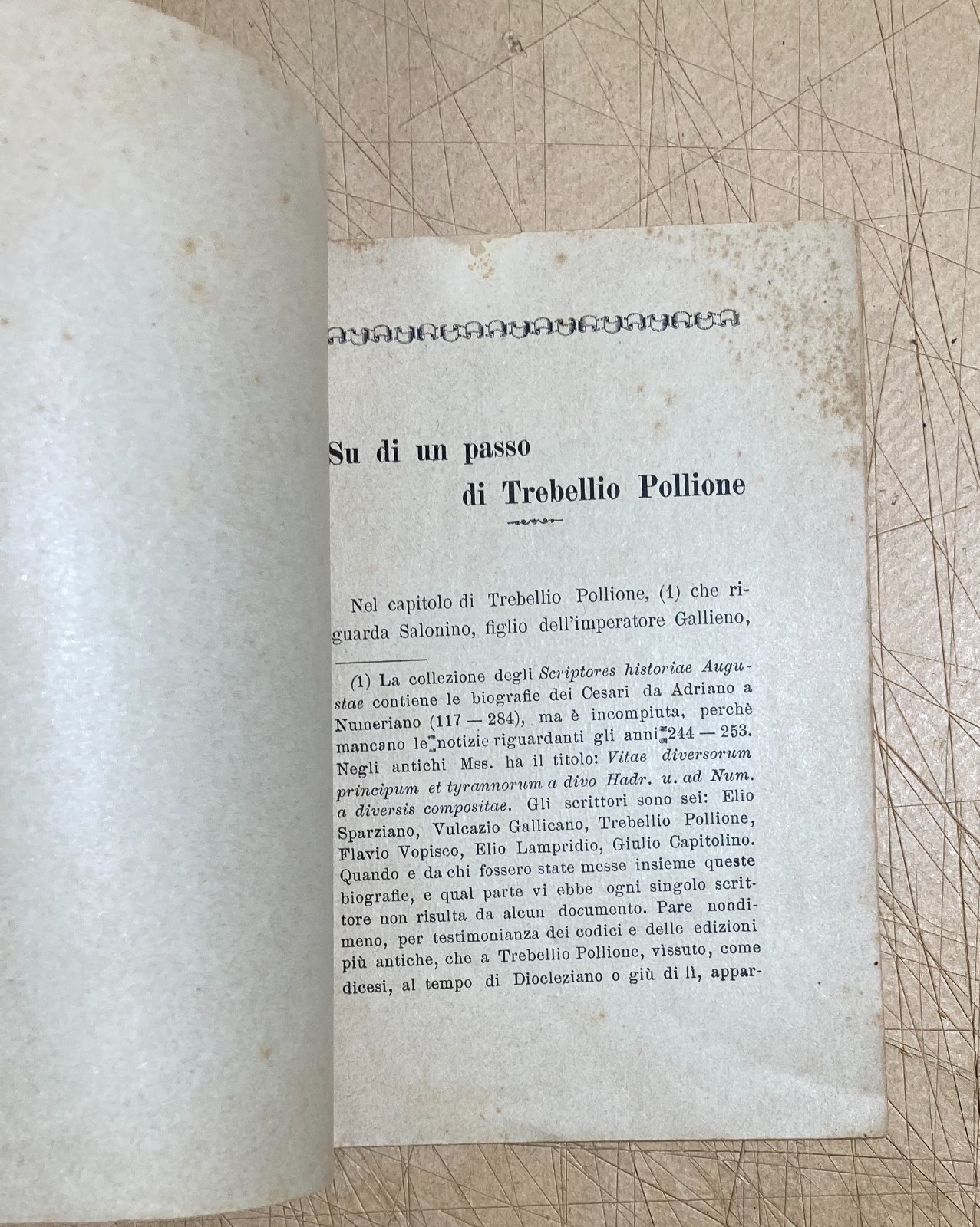 Barone: Su Di Un Passo Di Trebellio Pollione. Astrologia E Talismani, Nola, 1914
